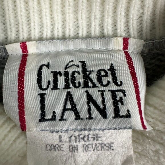 Vintage Cricket Lane Womens Large Knit Sweater Collar Floral 90's Grey - Picture 3 of 5